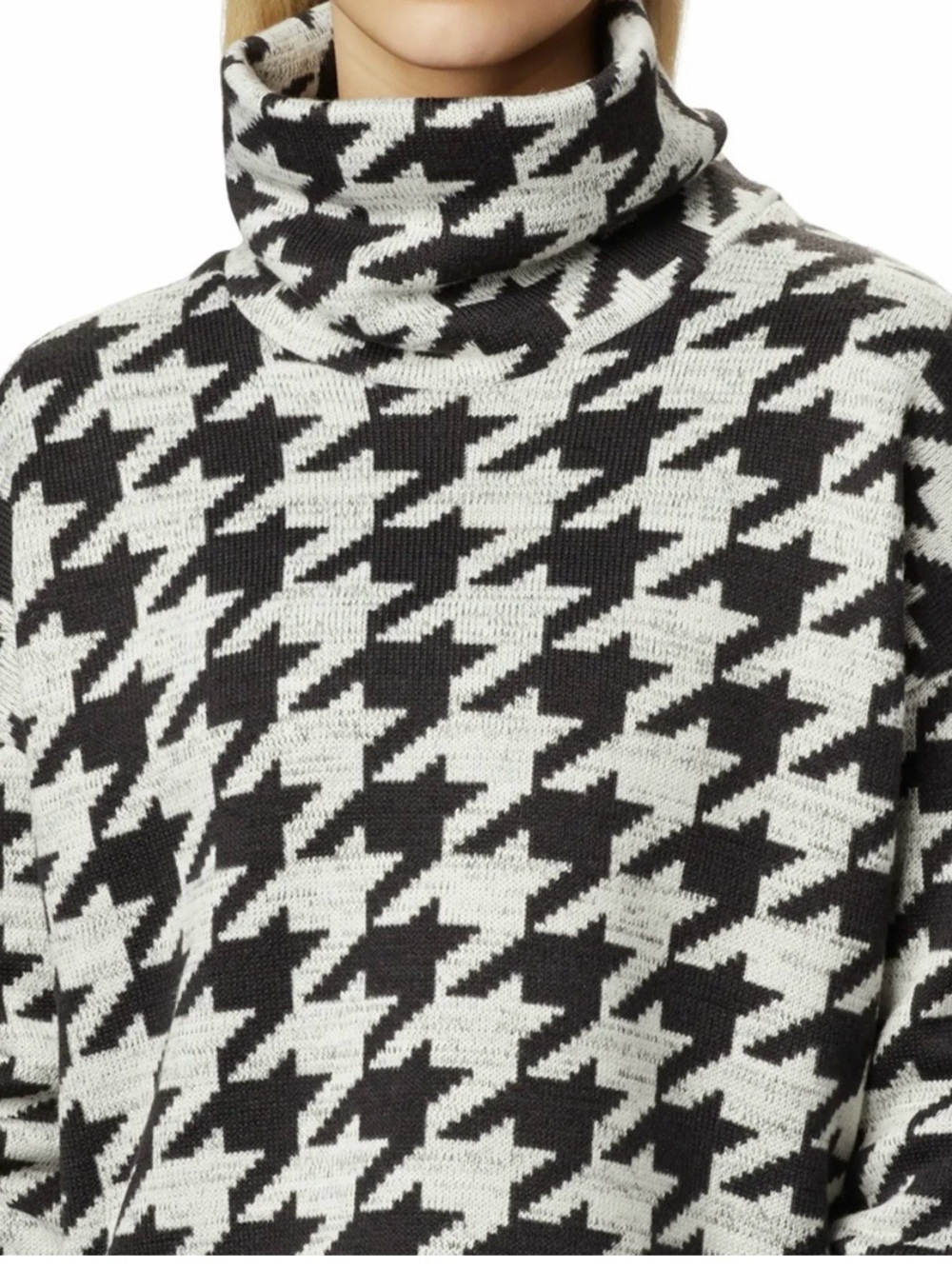 Columbia Houndstooth Turtleneck Sweater / Fleece - Size S